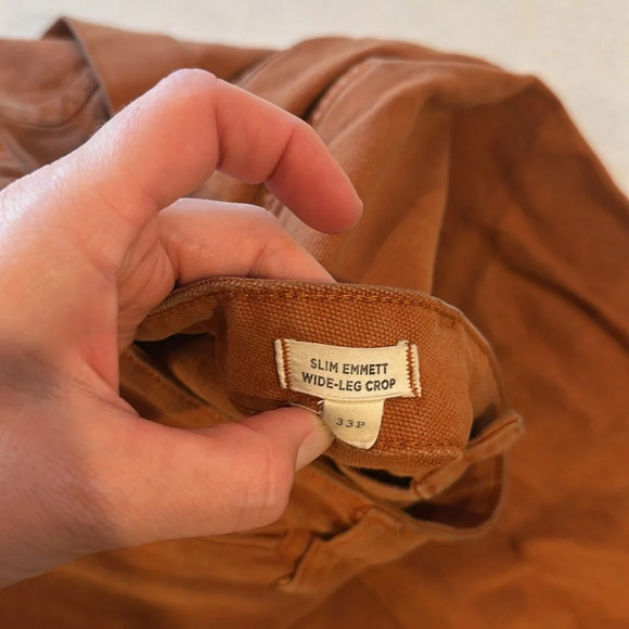 Madewell Slim Emmet Pants Womens Terracotta Orange Wide Leg Crop Size 33 33p - Picture 3 of 4